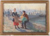 GUILLOU Alfred Famille De Pêcheurs De Concarneau Devant Les Barques GUILLOU Alfred Famille De Pêcheurs De Concarneau Devant Les Barques