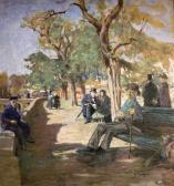 GUMERY Adolphe Figures In An Urban Park GUMERY Adolphe Figures In An Urban Park