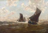 GUNTHER Erwin Carl Wilhelm Boote Auf Bewegter See Segelboote Im Effektvollen Gegenlicht Unter Bewölktem Himmel GUNTHER Erwin Carl Wilhelm Boote Auf Bewegter See Segelboote Im Effektvollen Gegenlicht Unter Bewölktem Himmel