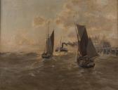 GUNTHER Erwin Carl Wilhelm Raddampfer Und Seegler Vor Der Küste GUNTHER Erwin Carl Wilhelm Raddampfer Und Seegler Vor Der Küste