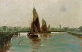 GUNTHER Erwin Carl Wilhelm Sailing In A Riverlandscape GUNTHER Erwin Carl Wilhelm Sailing In A Riverlandscape