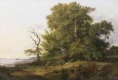GURLITT Ludwig H. Theodor Wooded Landscape With Huntsman And Hounds, A View Of Kronborg Castle Beyond GURLITT Ludwig H. Theodor Wooded Landscape With Huntsman And Hounds, A View Of Kronborg Castle Beyond