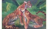 GUYON Georges « Couple De Tigres Se Caressant ». GUYON Georges « Couple De Tigres Se Caressant ».