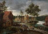 GYSELS Pieter Scène De Village Animée Et Traversée D'une Rivière GYSELS Pieter Scène De Village Animée Et Traversée D'une Rivière