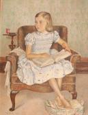 H. Murray Interior With Girl Seated In An Armchair Reading A Book H. Murray Interior With Girl Seated In An Armchair Reading A Book