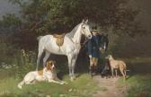 HAAG Hans Johann Rider With Two Horses And Dogs HAAG Hans Johann Rider With Two Horses And Dogs