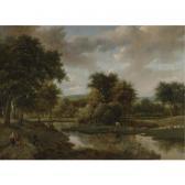 HAAGEN van der Joris Abrahamsz A Marshland Clearing With Peasants And Cattle, Rising Hills Beyond HAAGEN van der Joris Abrahamsz A Marshland Clearing With Peasants And Cattle, Rising Hills Beyond
