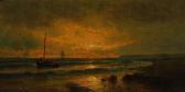HAAS de Maurits Frederik H. Sunset Coastal With Boats HAAS de Maurits Frederik H. Sunset Coastal With Boats