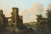HACKAERT Jan Umkreis Flusslandschaft Mit Reitern Vor Einer Burgruine HACKAERT Jan Umkreis Flusslandschaft Mit Reitern Vor Einer Burgruine