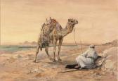 HADDEN Nellie A Bedouin And His Camel Resting Before Going Down To The Gates Ofcairo HADDEN Nellie A Bedouin And His Camel Resting Before Going Down To The Gates Ofcairo