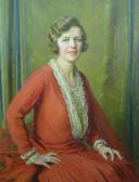 HALL-NEALE Maud Seated Portrait Of A Lady Wearing A Red Dress HALL-NEALE Maud Seated Portrait Of A Lady Wearing A Red Dress
