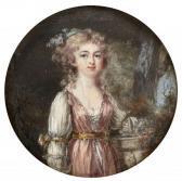 HALL Peter Adolf Portrait De Femme À La Robe Rose Dans Un Jardin HALL Peter Adolf Portrait De Femme À La Robe Rose Dans Un Jardin