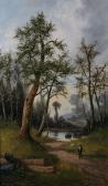 HALLER J. Figure On A Country Path; Figure By A Pond HALLER J. Figure On A Country Path; Figure By A Pond