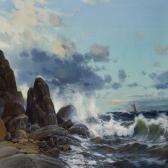HALVORSEN Halvor View Of A Coast With Waves Beating Againt The Cliffs HALVORSEN Halvor View Of A Coast With Waves Beating Againt The Cliffs