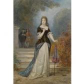 HAMMAN Édouard J. Conrad An Elegant Lady With A Parasol In A Park HAMMAN Édouard J. Conrad An Elegant Lady With A Parasol In A Park