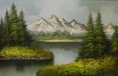 HARDER Hans Snowy Mountain Scape With River HARDER Hans Snowy Mountain Scape With River