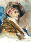 HARDY Dudley Portrait Of A Figure In Wide Brimmed Hat HARDY Dudley Portrait Of A Figure In Wide Brimmed Hat