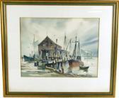 HARE John Cuthbert Harbor Scene HARE John Cuthbert Harbor Scene