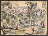 HARLEY GRANT Catherine A Normandy Scene With Figures In The Foreground HARLEY GRANT Catherine A Normandy Scene With Figures In The Foreground