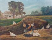 HARNEY Paul E. Farm Landscape With Chickens HARNEY Paul E. Farm Landscape With Chickens