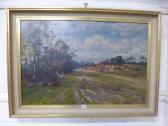 HARRIS William E. Country Landscape With Figures With Sheep Dog And Plough On Track HARRIS William E. Country Landscape With Figures With Sheep Dog And Plough On Track