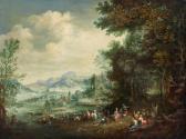 HARTMANN Johannes Jacob Paesaggio Fluviale Boschivo Con Personaggi Sdraiati Sulla Sponda Destra HARTMANN Johannes Jacob Paesaggio Fluviale Boschivo Con Personaggi Sdraiati Sulla Sponda Destra