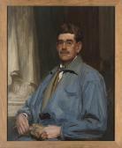 HARTWELL Charles Leonard Self-portrait, Half-length, In Blue Overalls, A White Shirt And Abow-tie HARTWELL Charles Leonard Self-portrait, Half-length, In Blue Overalls, A White Shirt And Abow-tie