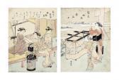 HARUNOBU Suzuki Ladies Smoking And Talking On A Veranda HARUNOBU Suzuki Ladies Smoking And Talking On A Veranda