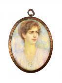 HARVEY Edith English Portrait Miniature On Ivory Of 'ethel' In A Hammered Copper Frame HARVEY Edith English Portrait Miniature On Ivory Of 'ethel' In A Hammered Copper Frame