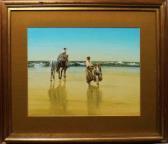 HASKINS John Beach Scene With Figures And Horses HASKINS John Beach Scene With Figures And Horses