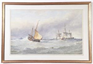 Edwin Hayes - Masted Vessels In Rough Seas