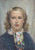 HAYWARD Alfred Robert Portrait Of A Lady In A Floral Scarf HAYWARD Alfred Robert Portrait Of A Lady In A Floral Scarf