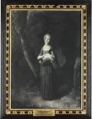 HEALY Robert Portrait Of Miss Cunningham Holding Her King Charles Spaniel, Small Full Length HEALY Robert Portrait Of Miss Cunningham Holding Her King Charles Spaniel, Small Full Length