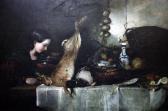 HEATH Charles I Sarah Heath Seated At A Table With Dead Game, Fruit, Vegetables& Chinese Vase HEATH Charles I Sarah Heath Seated At A Table With Dead Game, Fruit, Vegetables& Chinese Vase