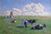 HEIDE van der Johann Wilhelm Cows With Windmill HEIDE van der Johann Wilhelm Cows With Windmill