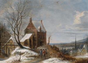 Daniel Van Heil - A Winter Landscape With The City Of Brussels In The Background