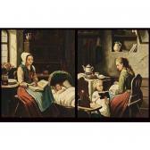 HEIN Burgers Mother With Child In A Dutch Interior, Teatime, A Pair HEIN Burgers Mother With Child In A Dutch Interior, Teatime, A Pair