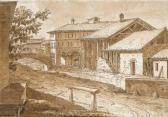 HENNEQUIN Philippe Auguste Paysage D'italie Avec Bâtiments Au Bord D'une Rivière HENNEQUIN Philippe Auguste Paysage D'italie Avec Bâtiments Au Bord D'une Rivière