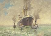 HENRIKSEN Harald An Oceanliner Under Tow In New York Harbor HENRIKSEN Harald An Oceanliner Under Tow In New York Harbor