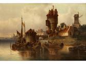 HERMANN Ludwig Holländische Stadtansicht Mit Schiffen HERMANN Ludwig Holländische Stadtansicht Mit Schiffen