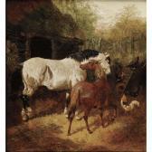 HERRING John Frederick II Farmyard Scene With Horses And Roosters HERRING John Frederick II Farmyard Scene With Horses And Roosters