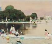 HERVE Jules Rene Children With Toy Boats In The Tuileries Garden HERVE Jules Rene Children With Toy Boats In The Tuileries Garden