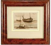 HERVIER Louis Adolphe Studies Of Fishing Boats HERVIER Louis Adolphe Studies Of Fishing Boats