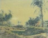 HIDALGO Y PADILLA Félix Resurrección Tropical Landscape With Palm Trees HIDALGO Y PADILLA Félix Resurrección Tropical Landscape With Palm Trees