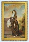 HILL Diana, née Dietz Mrs Robert Graham, Full-length In A Landscape, Leaning Against Astone Pillar, In Brown Riding Habit, Frilled White Cravat, Holdinga Cream Hat With White Plumes In Her Right Hand HILL Diana, née Dietz Mrs Robert Graham, Full-length In A Landscape, Leaning Against Astone Pillar, In Brown Riding Habit, Frilled White Cravat, Holdinga Cream Hat With White Plumes In Her Right Hand