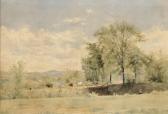 HILL John William Drover And Cattle Crossing A Wooden Bridge HILL John William Drover And Cattle Crossing A Wooden Bridge