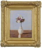 HILL John William Flowers In A Milk Glass Vase HILL John William Flowers In A Milk Glass Vase