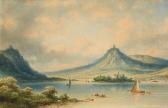 HILVERDINK Johannes A View Of The River Rhine With Nonnenwerth HILVERDINK Johannes A View Of The River Rhine With Nonnenwerth