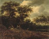 HOBBEMA Meindert A Wooded River Landscape With A Shepherdess Resting With Hercattle Signed 'mhobbema' HOBBEMA Meindert A Wooded River Landscape With A Shepherdess Resting With Hercattle Signed 'mhobbema'