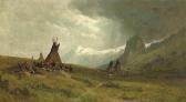 HOLDREDGE Ransome Gillet Indian Camp With Mountains In The Distance HOLDREDGE Ransome Gillet Indian Camp With Mountains In The Distance